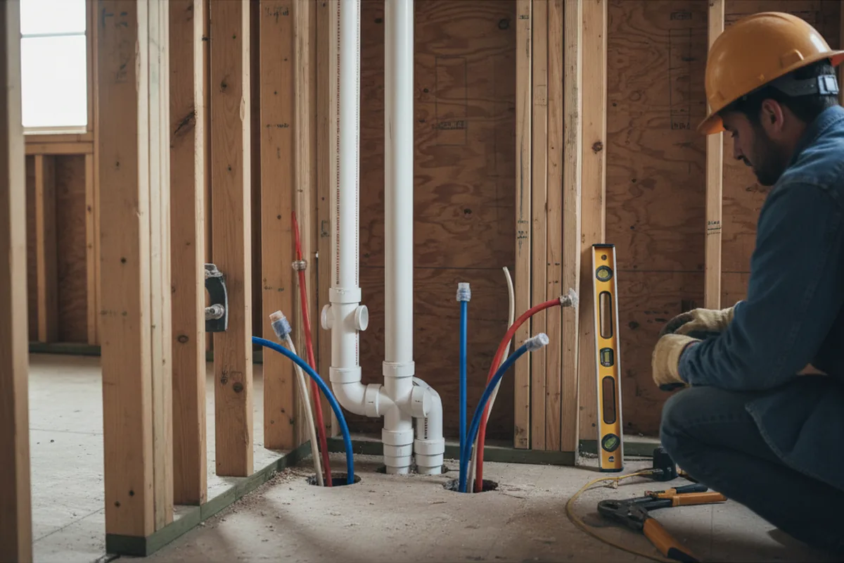 Drain and supply rough-in during Garbage Disposal Repair in Blomkest